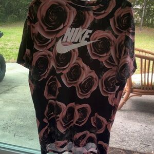 Nike Black & Pink Rose Graphic Tee